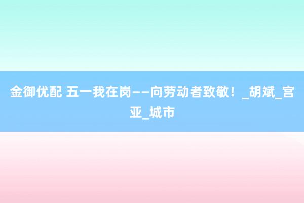 金御优配 五一我在岗——向劳动者致敬！_胡斌_宫亚_城市