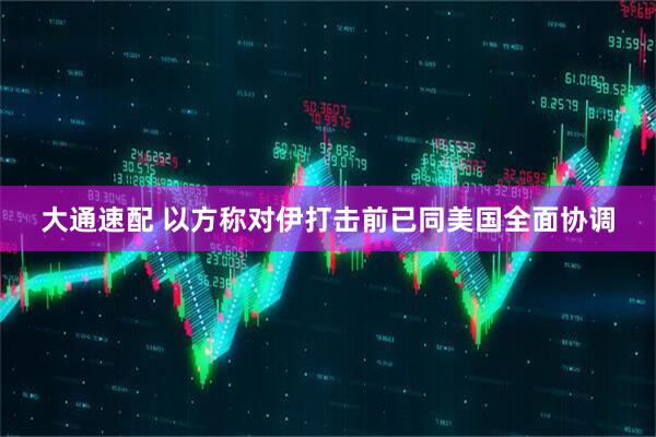 大通速配 以方称对伊打击前已同美国全面协调